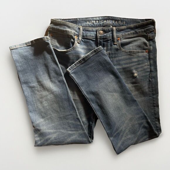 American Eagle Jeans Mens 33x30 Cotton Stretch Distressed Airflex - Picture 1 of 9